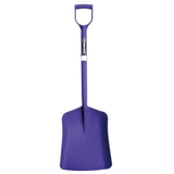 Purple plastic gorilla tubtrug shovel with d-shaped handle and tillbridges logo on the shaft