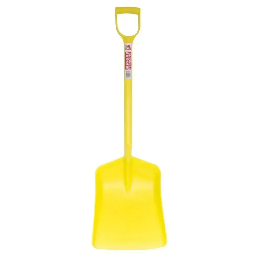 Bright yellow plastic gorilla tubtrug shovel with d-shaped handle perfect for digging and scooping tasks
