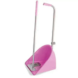 Pink plastic dustpan with metal handle and grip for easy sweeping in red gorilla tubtrug tidee rake mucking set