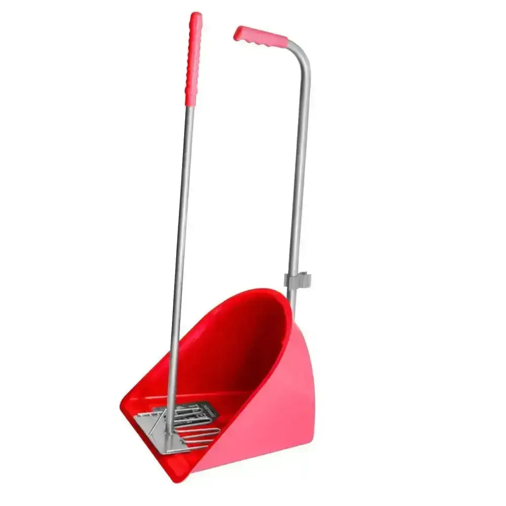 Red gorilla tubtrug tidee mucking out set with red plastic dustpan silver handle pink grip and matching red rake broom