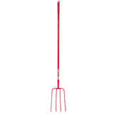 Red Gorilla Tubular Manure Fork 4 Prong 48" Long Shaft Red Forks
