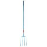 Red Gorilla Tubular Manure Fork 4 Prong 48" Long Shaft Sky Blue Forks