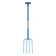 Red Gorilla Tubular Manure Fork 4 Prong T-Handle Blue Forks Barnstaple Equestrian Supplies