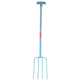 Red Gorilla Tubular Manure Fork 4 Prong T-Handle Blue Forks Barnstaple Equestrian Supplies