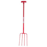 Red Gorilla Tubular Manure Fork 4 Prong T-Handle Red Forks