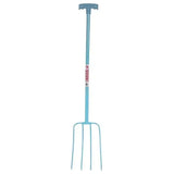 Red Gorilla Tubular Manure Fork 4 Prong T-Handle Sky Blue Forks