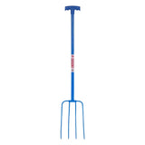 Red Gorilla Tubular Manure Fork 4 Prong T-Handle Blue Forks Barnstaple Equestrian Supplies