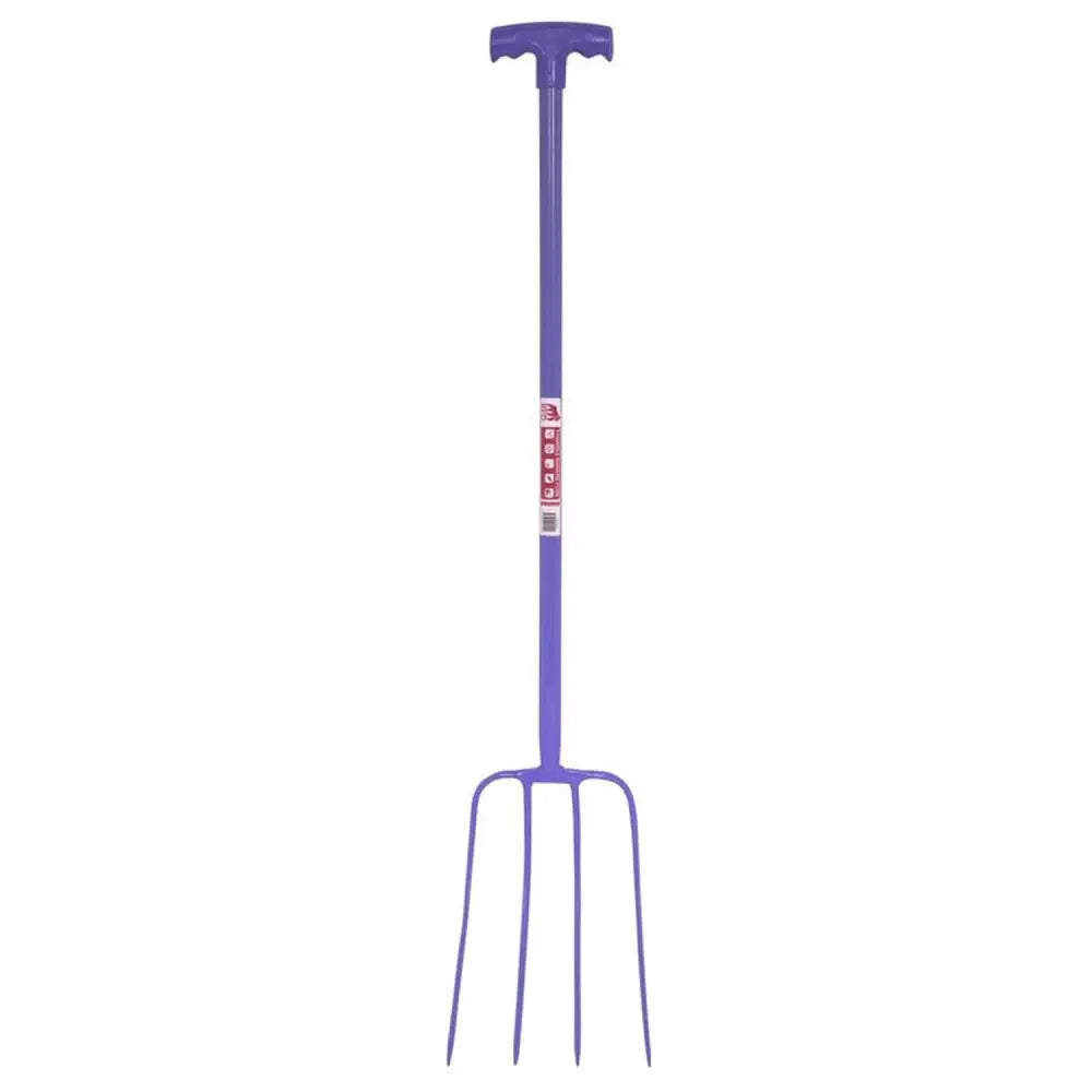 Red Gorilla Tubular Manure Fork 4 Prong T-Handle Purple Forks Barnstaple Equestrian Supplies