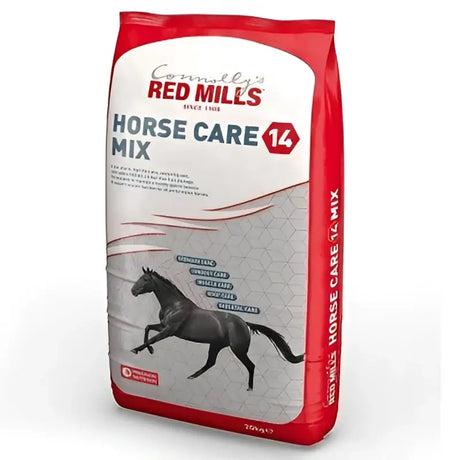 Red mills horse care 14 mix 20 kg bag red and white with black horse illustration high fibre mills horse care nutrition