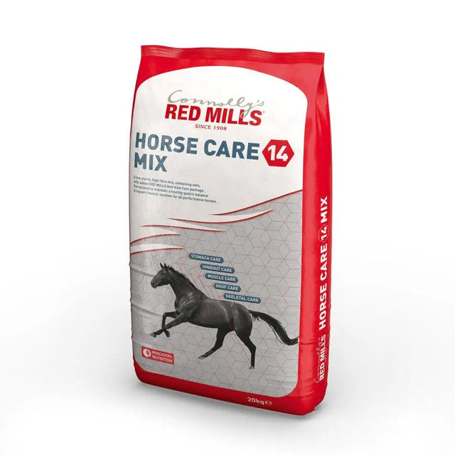Red mills horse care 14 mix 20 kg bag with red and white packaging and black horse silhouette for performance horses
