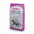 A vibrant purple bag of red mills horse care ultra cubes 20 kg with a black horse illustration and white text
