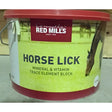 Red mills horse lick 12.5kg cylindrical container with red lid and green label featuring horse image