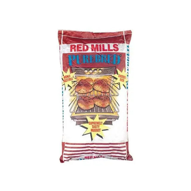 Red mills purebred mutton nuggets in red and white bag offering a lower protein diet and highly digestible feed