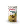 Red mills racehorse cubes feed bag in white and yellow with horse image for muscle conditioning 25 kg