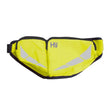 Bright yellow reflector bum bag by hy equestrian with black trim gray hy logo and outer zip pockets for hands-free personal storage