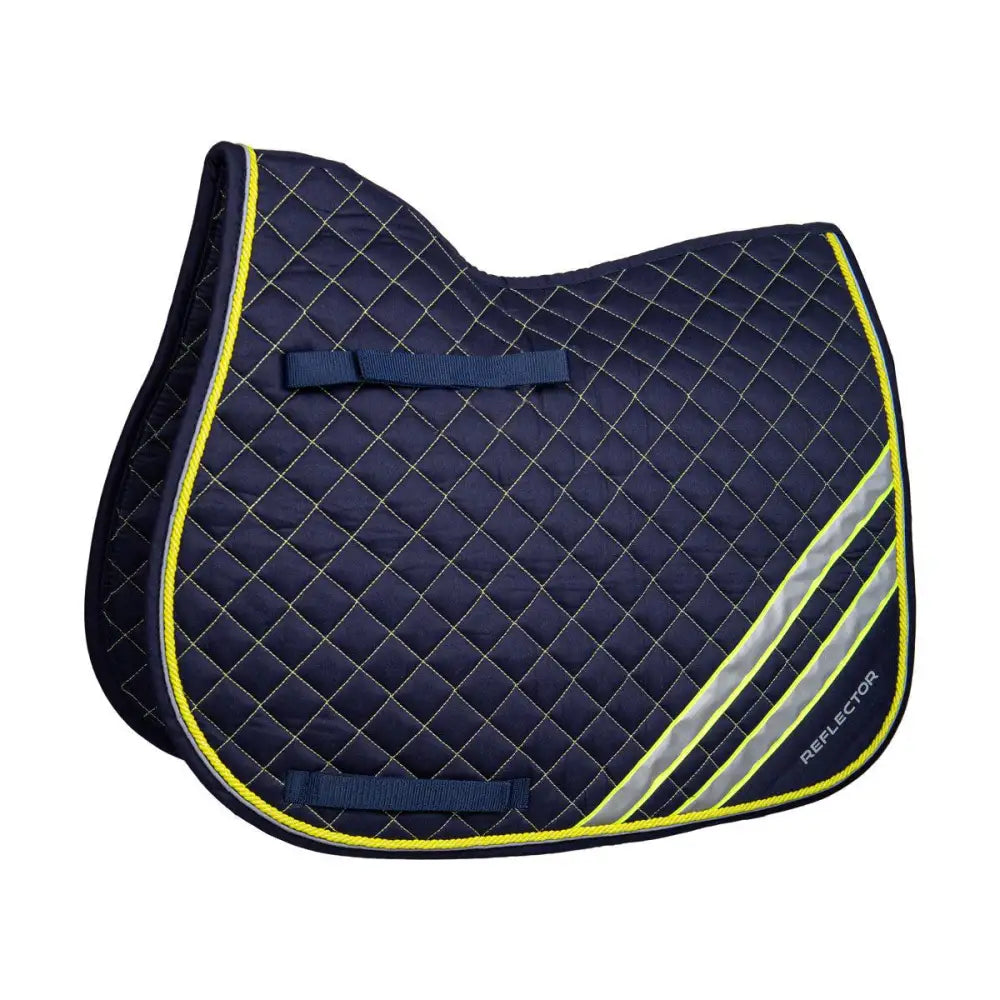 Reflector Saddle Pad Hy Equestrian Yellow/Silver Cob/Full Saddle Pads & Numnahs Barnstaple Equestrian Supplies