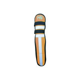 Orange and black reflector tail guard by hy equestrian with touch tape fastenings and fleece underside