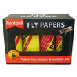 Rentokil fly papers sticky fly catchers in black and red box with eight yellow sticky fly papers easy to use