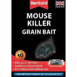 Rentokil mouse killer grain bait in black and red pack with 10 tamper resistant maize sachets for indoor outdoor use