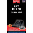 Rentokil rat killer grain bait in black and red pouch with three tamper resistant sachets of natural maize