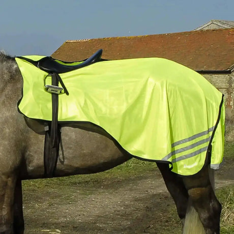 Rhinegold 3/4 Length Cutaway Design Yellow Mesh Ride Exercise Rug Bright Yellow Mesh Pony Exercise Sheets Barnstaple Equestrian Supplies