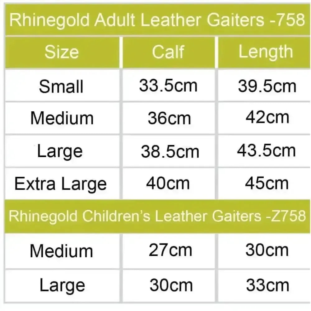 Rhinegold Adult Leather Gaiters Black Large Chaps & Gaiters