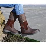 Brown leather Rhinegold Albany Tweed Country Boots with decorative stitching and textured sole