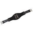 Black leather rhinegold shaped memory foam girth with silver buckles and adjustable straps for comfortable fit