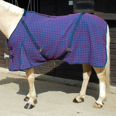 Rhinegold Box Weave Cooler Rug 4'6" Navy/Red Rhinegold Stable Rugs Barnstaple Equestrian Supplies