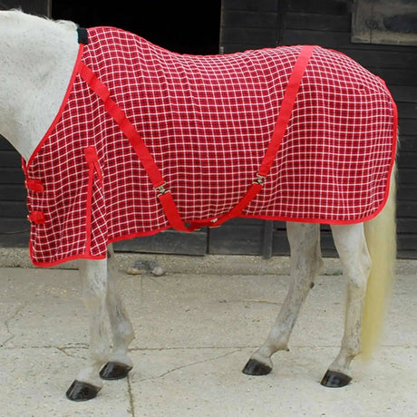 Rhinegold Box Weave Cooler Rug 4'6" Red Check Rhinegold Stable Rugs Barnstaple Equestrian Supplies