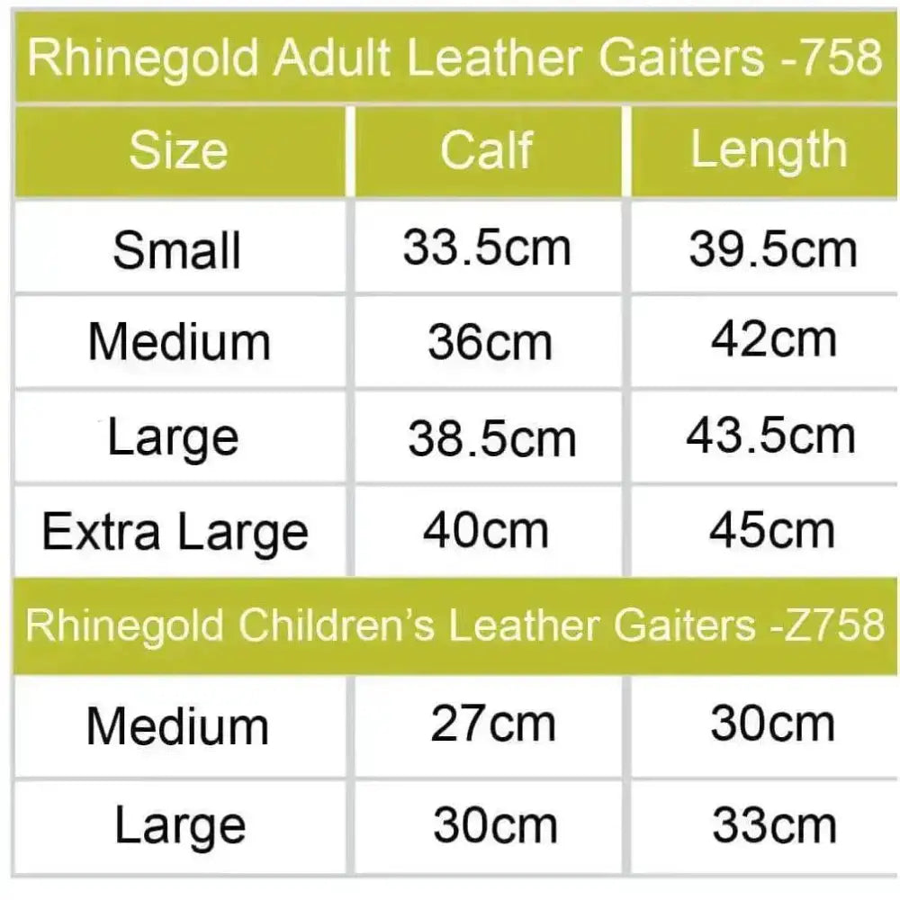 Rhinegold Child Leather Gaiters Black Childs Large Chaps & Gaiters Barnstaple Equestrian Supplies