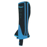 Blue and black rhinegold child synthetic half chaps with star embellishments and elasticated stretch panel for comfort