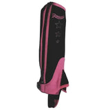 Pink and black rhinegold child synthetic half chaps with star rhinestone embellishments and elasticated stretch panel