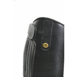 Black leather rhinegold childrens nebraska synthetic riding boot with gold r logo emblem for kids riding use