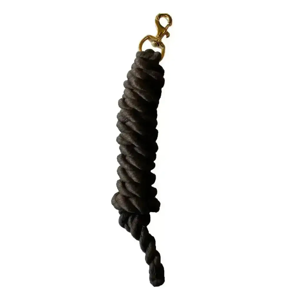 Black braided rhinegold cotton lead rope with gold-toned clip perfect for everyday lead ropes use