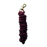 A deep burgundy rhinegold cotton lead braided rope keychain with a gold-toned clasp perfect for everyday lead ropes