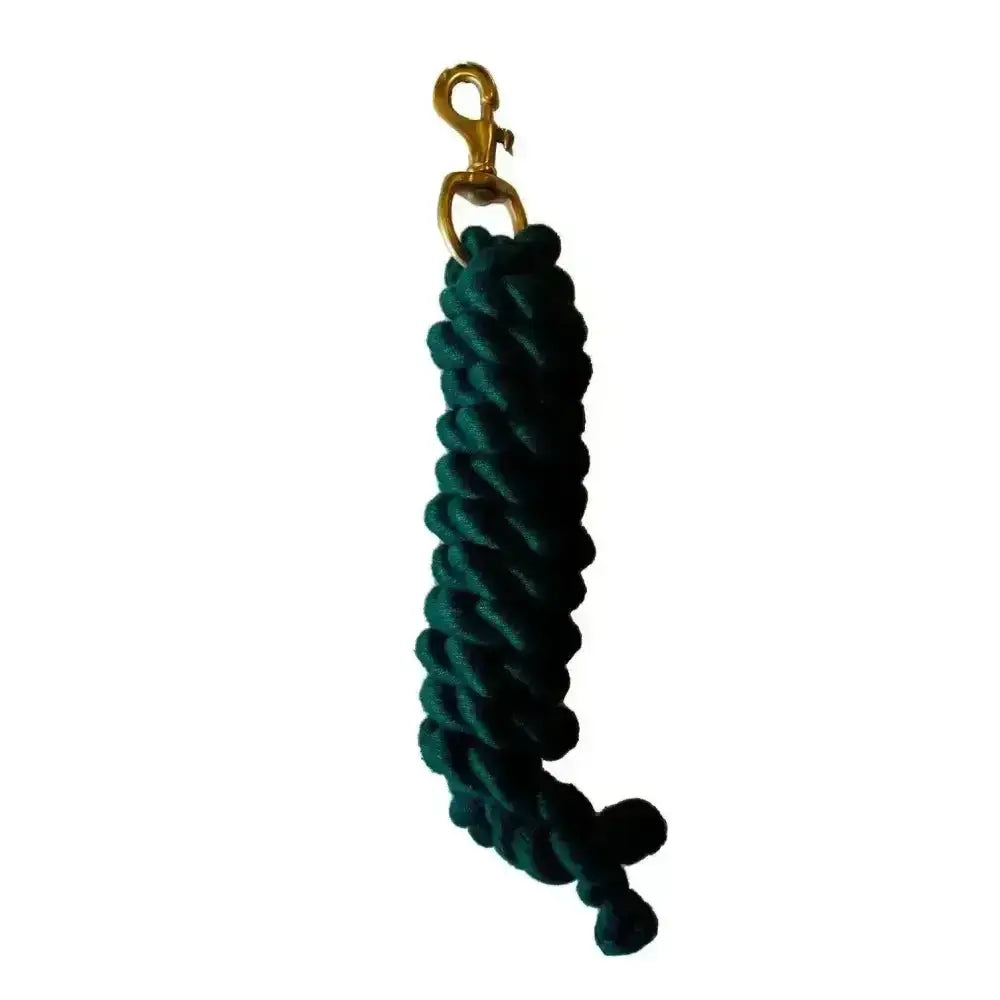 Dark green rhinegold cotton lead rope with braided strap and gold-toned metal clip perfect everyday lead ropes