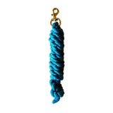 A teal rhinegold cotton lead braided rope keychain with gold-toned metal clasp for everyday lead ropes use