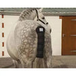 Black padded rhinegold cotton quilted tailguard with breathable quilted design and white logo patch on back side