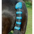 Bright blue rhinegold cotton quilted tailguard with breathable padding and black elastic straps featuring rumble label