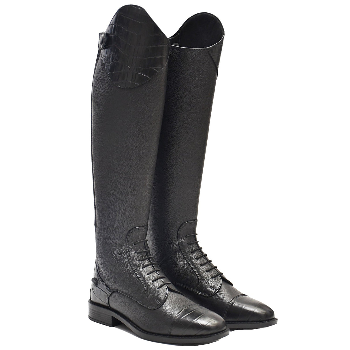 Rhinegold De-Luxe Leather Riding Boots With Mock Croc Trim 36 EU / 3 0 Long Riding Boots