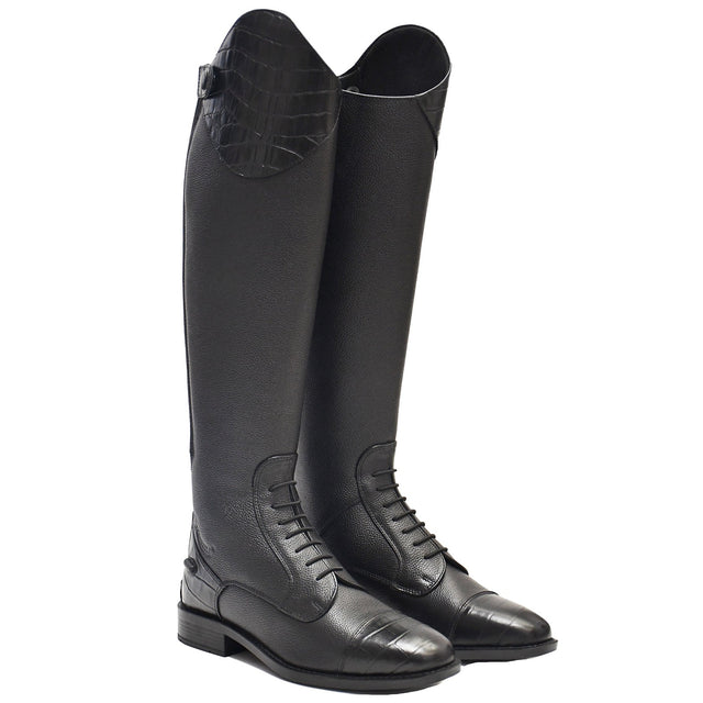 Rhinegold De-Luxe Leather Riding Boots With Mock Croc Trim 36 EU / 3 0 Long Riding Boots