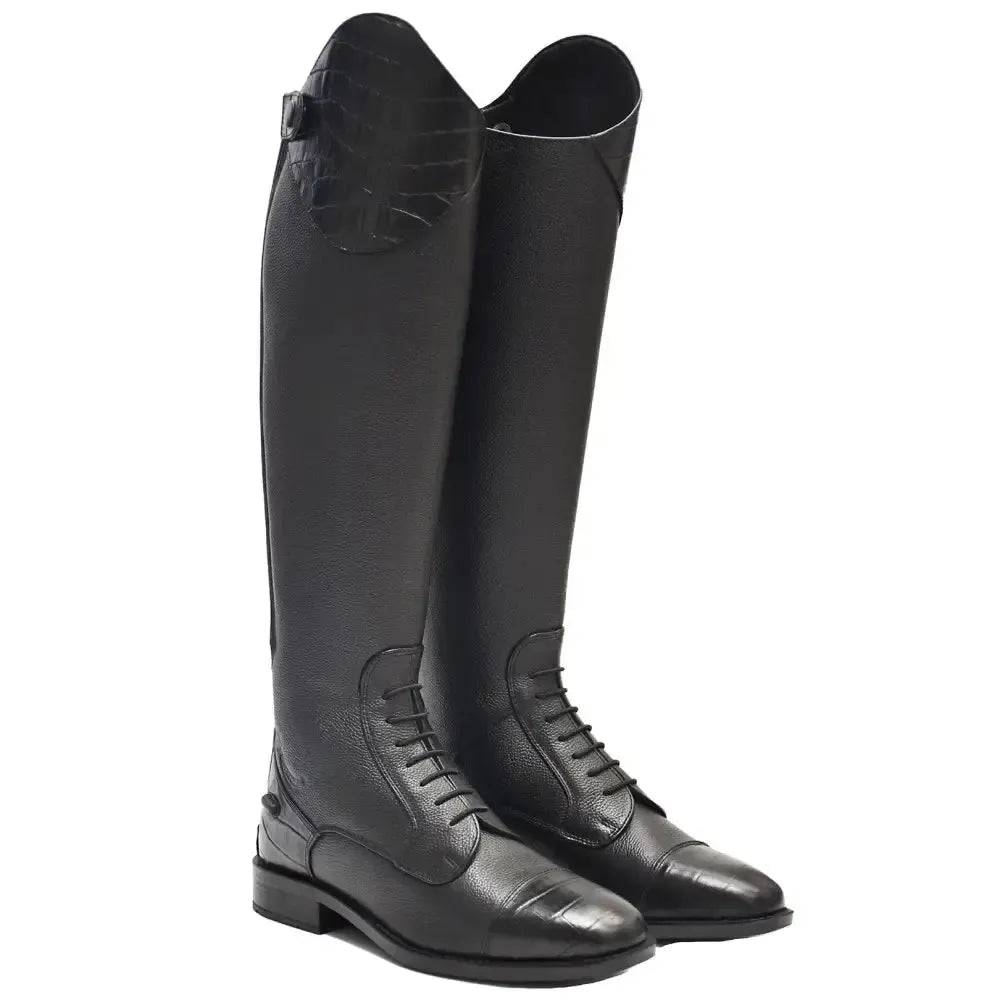 Rhinegold De-Luxe Leather Riding Boots With Mock Croc Trim 36 EU / 3 0 Long Riding Boots