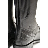 Black leather rhinegold elite luxus long riding boots with mock croc trim and zipper detail