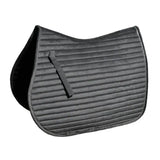 Black rhinegold diamante channel quilt gp saddle pad with ribbed texture and reinforced edges luxury velvet saddle