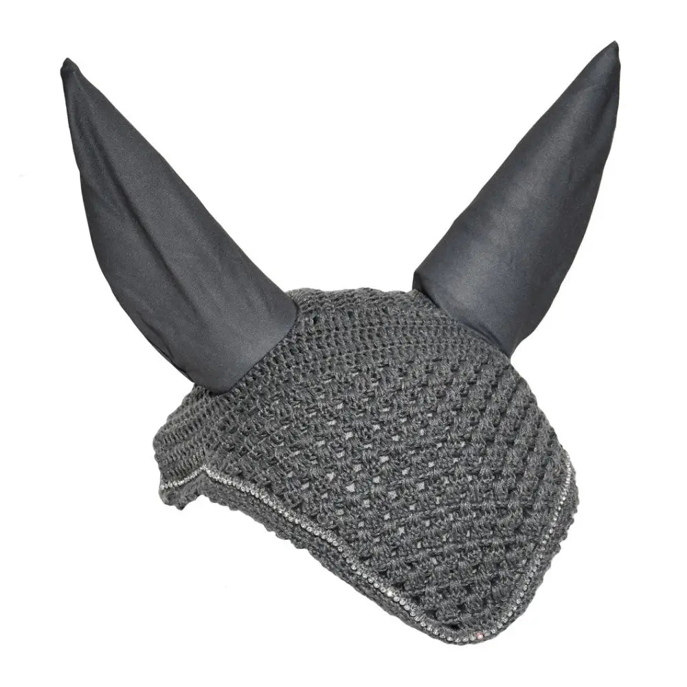 Rhinegold Diamante Fly Hood/Noise Muffler Lava Grey Pony Horse Ear Bonnets Barnstaple Equestrian Supplies