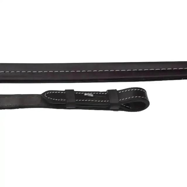 Rhinegold Elegance German Leather Smooth Finish Rubber Reins Black One Size Reins