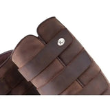 Brown rhinegold elite colorado leather country boots with multiple adjustable straps and silver logo emblem