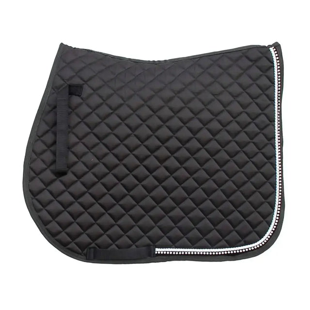 Rhinegold Elite Diamante Trimmed Saddle Cloth Black Pony Saddle Pads & Numnahs Barnstaple Equestrian Supplies