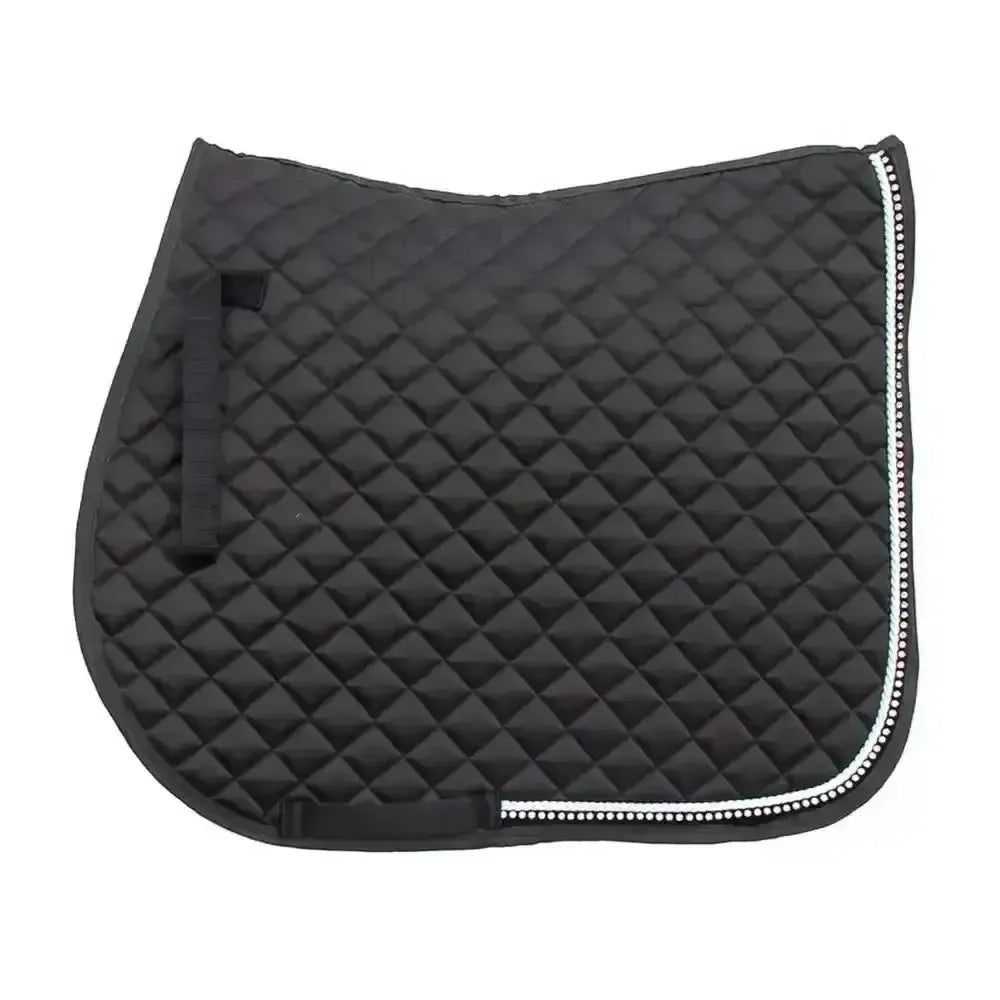 Rhinegold Elite Diamante Trimmed Saddle Cloth Black Pony Saddle Pads